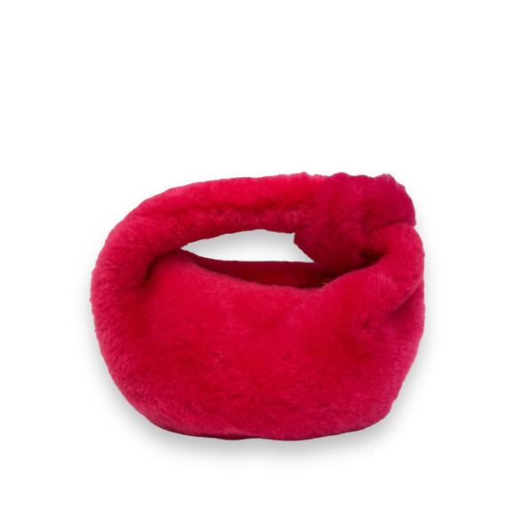 BOTTEGA VENETA Pink Shearling Lollipop Knotted Accent Jodie Mini Hobo Bag - Picture 2 of 11